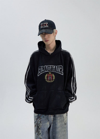 Sporty Style Three Bar Oversize Hoodie WN8787