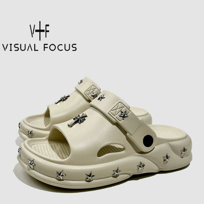 Studded Chunky Sole Punk Slides WN20616