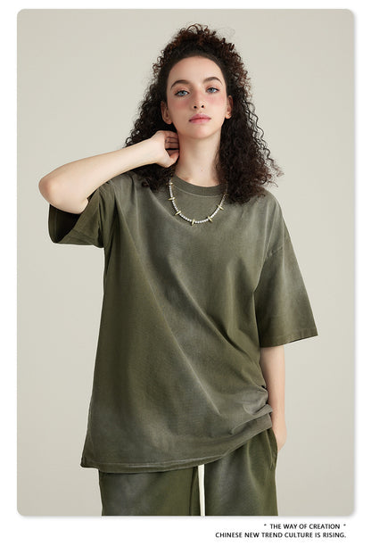 Washed Oversize Short-sleeve T-shirt WN6443
