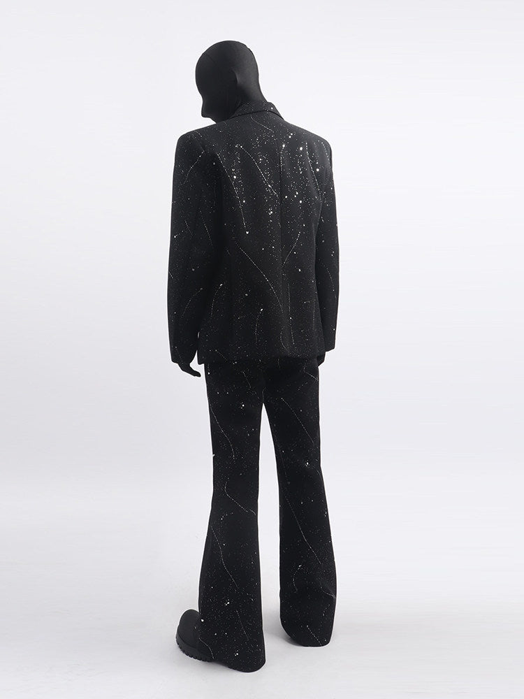 Studs Decor Tailored Jacket & Studs Decor Flare Trousers Setup WN23672