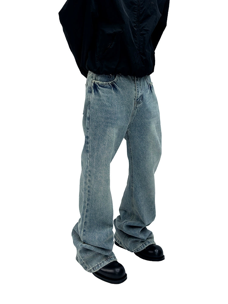 Frayed Washed Flare Denim Jeans WN16936