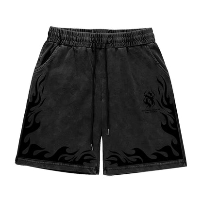 Flame Washed Drawstring Half Pants WN26791