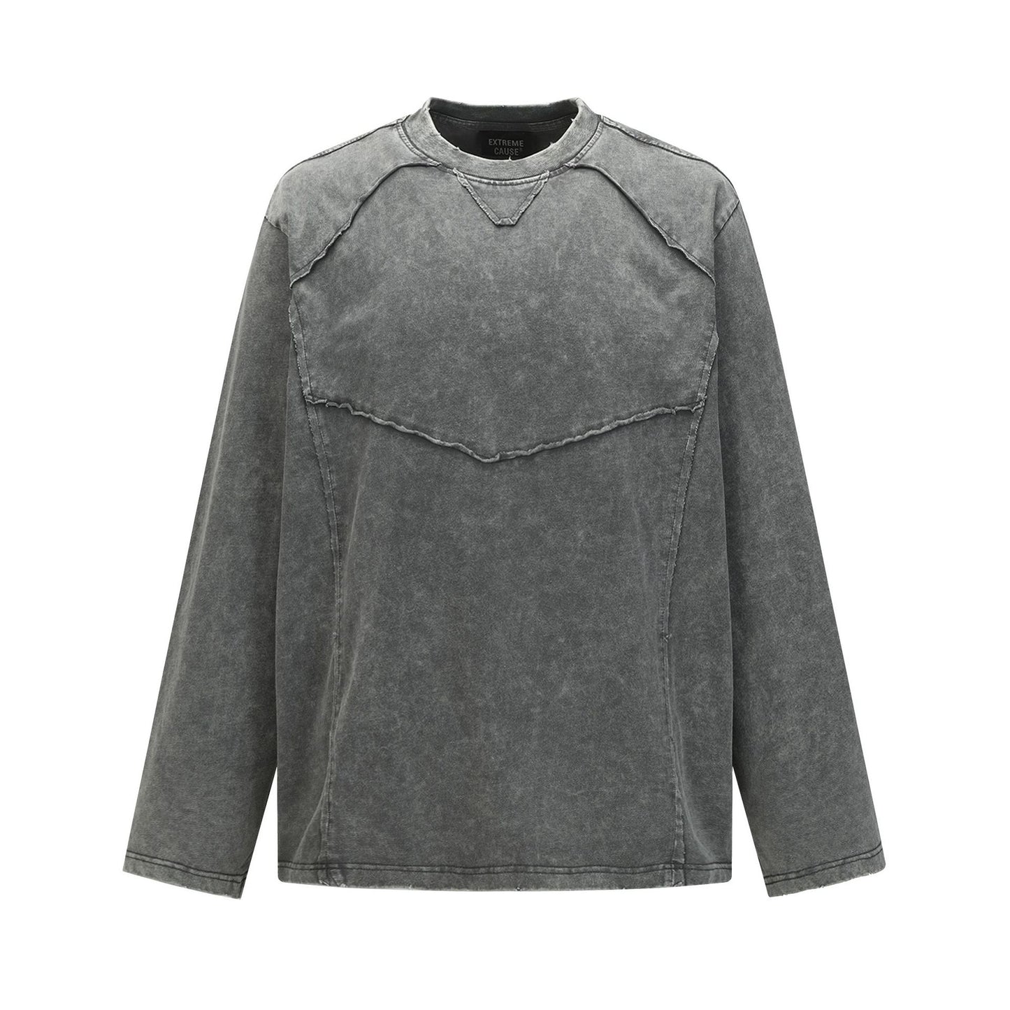 Washed Frayed Pullover Sweatshirt WN23029