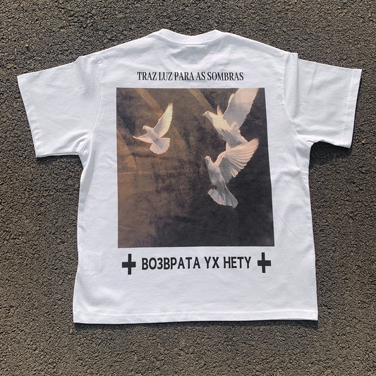 Portrait Dove Print Short Sleeve T-Shirt WN16665