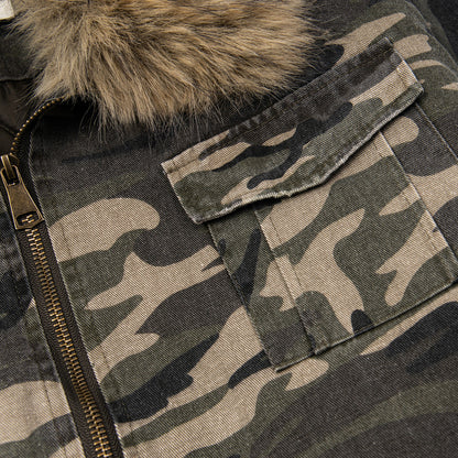 Camouflage Fur Collar Padded Jacket WN11325