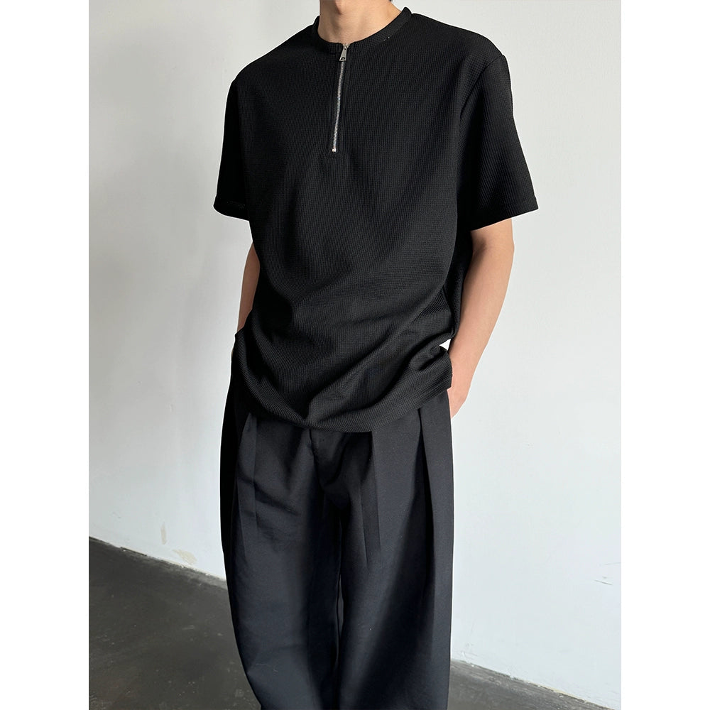 Thin Quick-Dry Breathable Half Zipper Short Sleeve T-Shirt WN19325