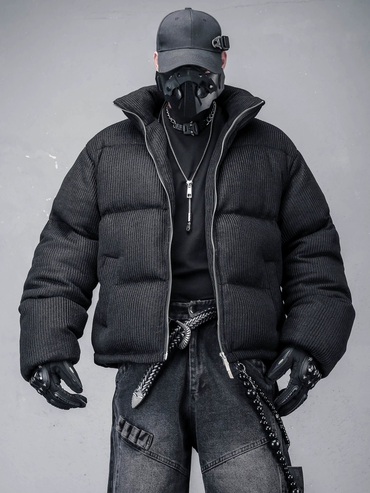 Texture High-Neck Puffer Jacket WN22393