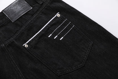 Embroidery Stripe Denim Half Jeans WN25965