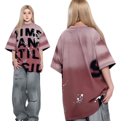 Washed Gradient Oversize Short Sleeve T-Shirt WN25833