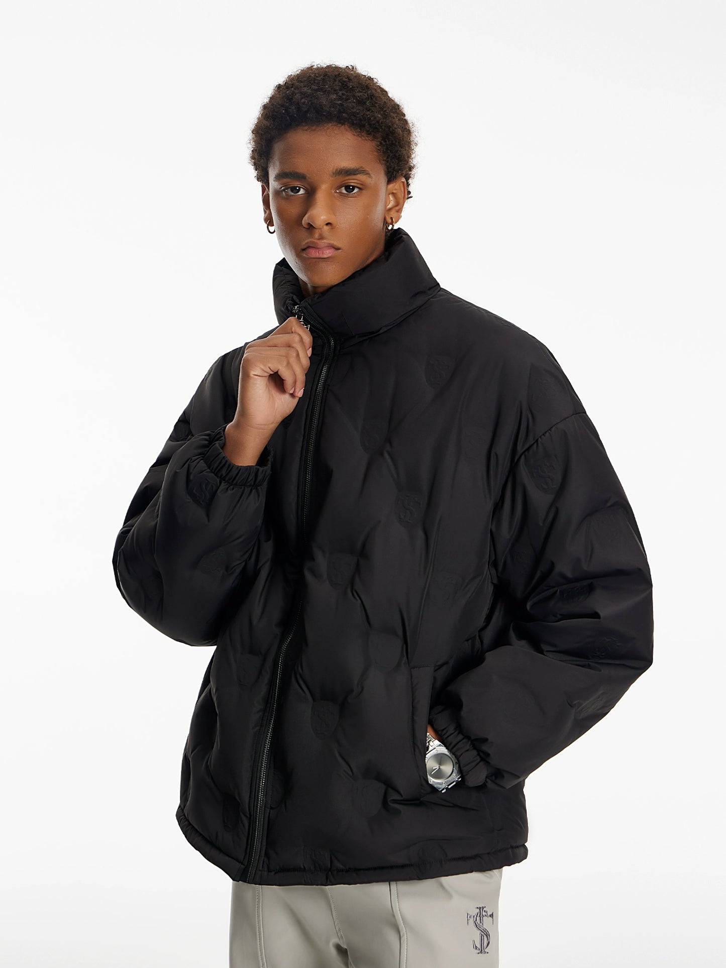 All-Over Embossed White Duck Down Jacket WN11944