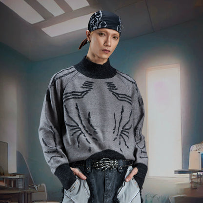 Mid-Collar Elastic Wrinkle-Resistant Knit Sweater WN21372