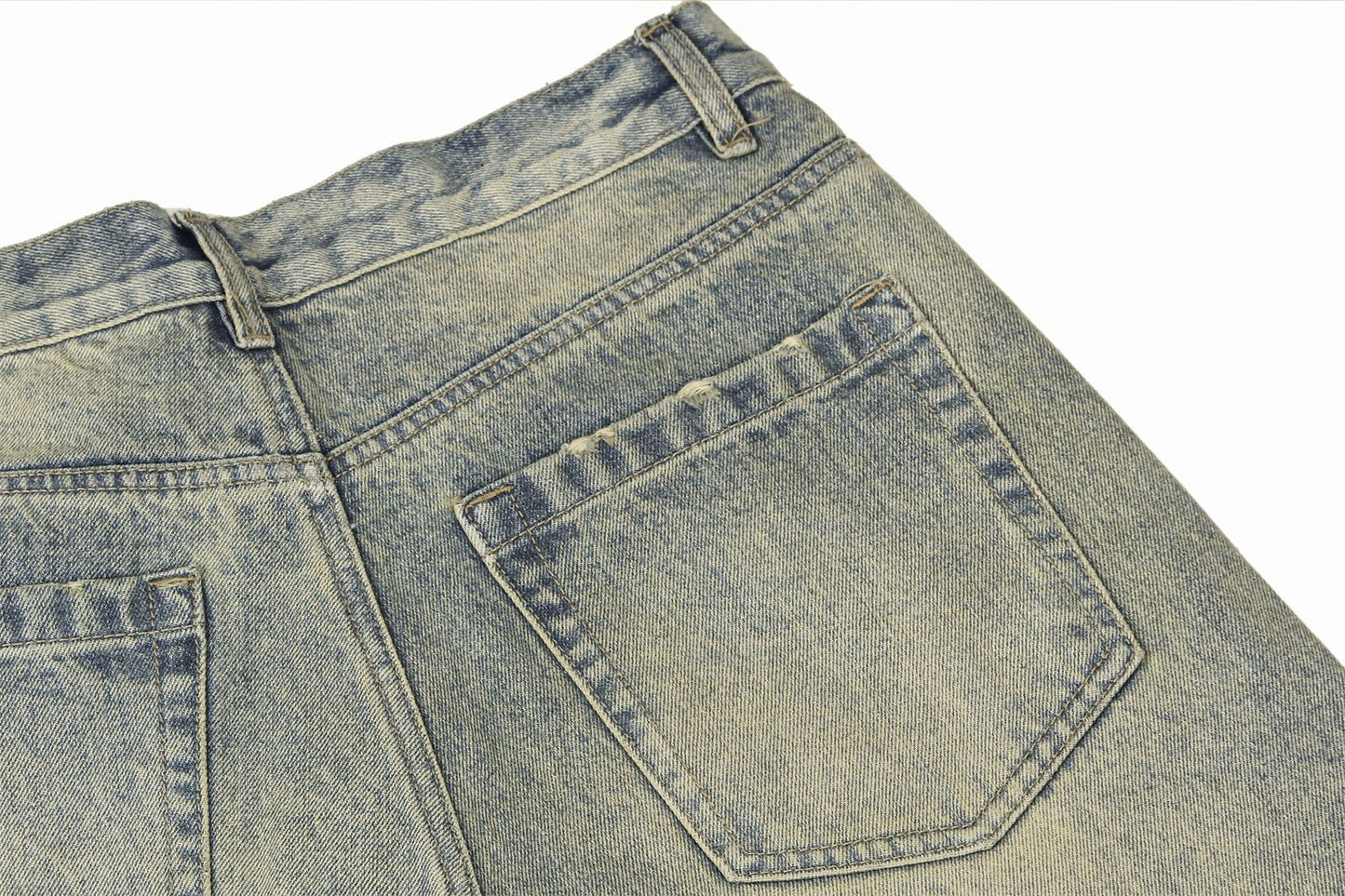 Washed Wide-Leg Straight Denim Jeans WN16208