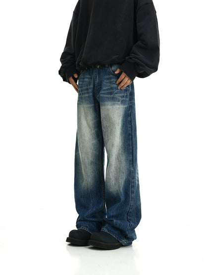 Washed Straight Denim Jeans WN5827