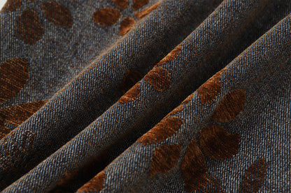 Flocked Wide Leg Curved Denim Jeans WN23031