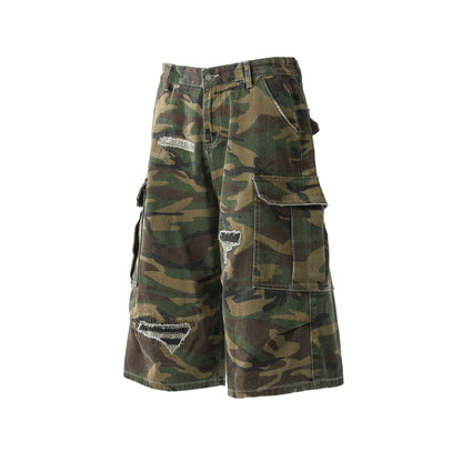 Camo Workwear Denim Wide Leg Short Pants WN25677