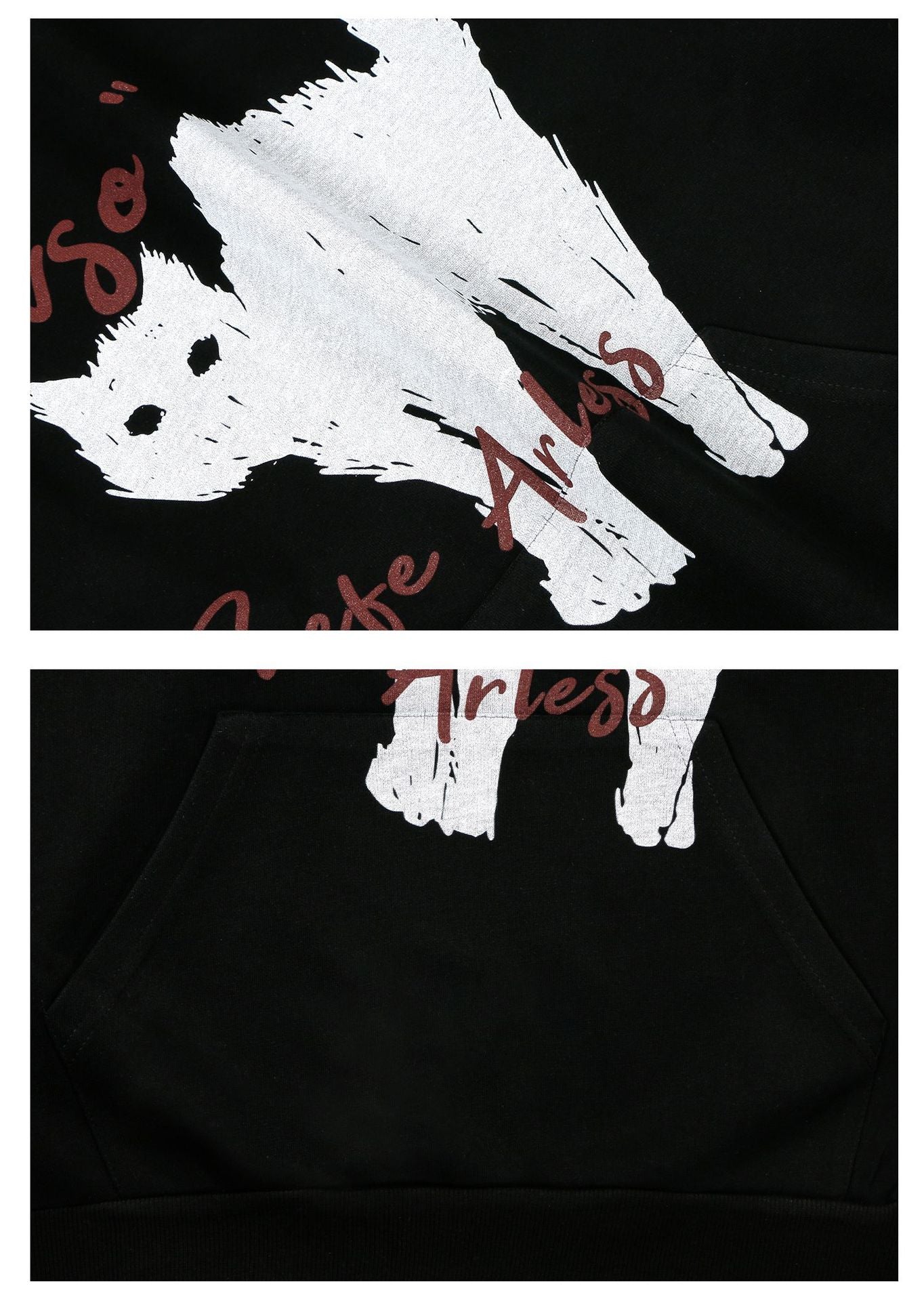 Cat Print Oversize Pullover Hoodie WN26368