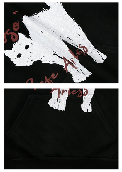Cat Print Oversize Pullover Hoodie WN26368