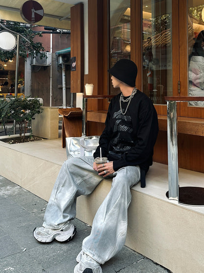 Washed Deconstructed Wide Leg Pants WN23036