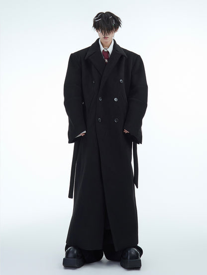 Belted Oversize Woolen Coat WN10875