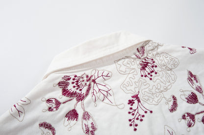 Floral Embroidery Washed Denim Jacket WN28064
