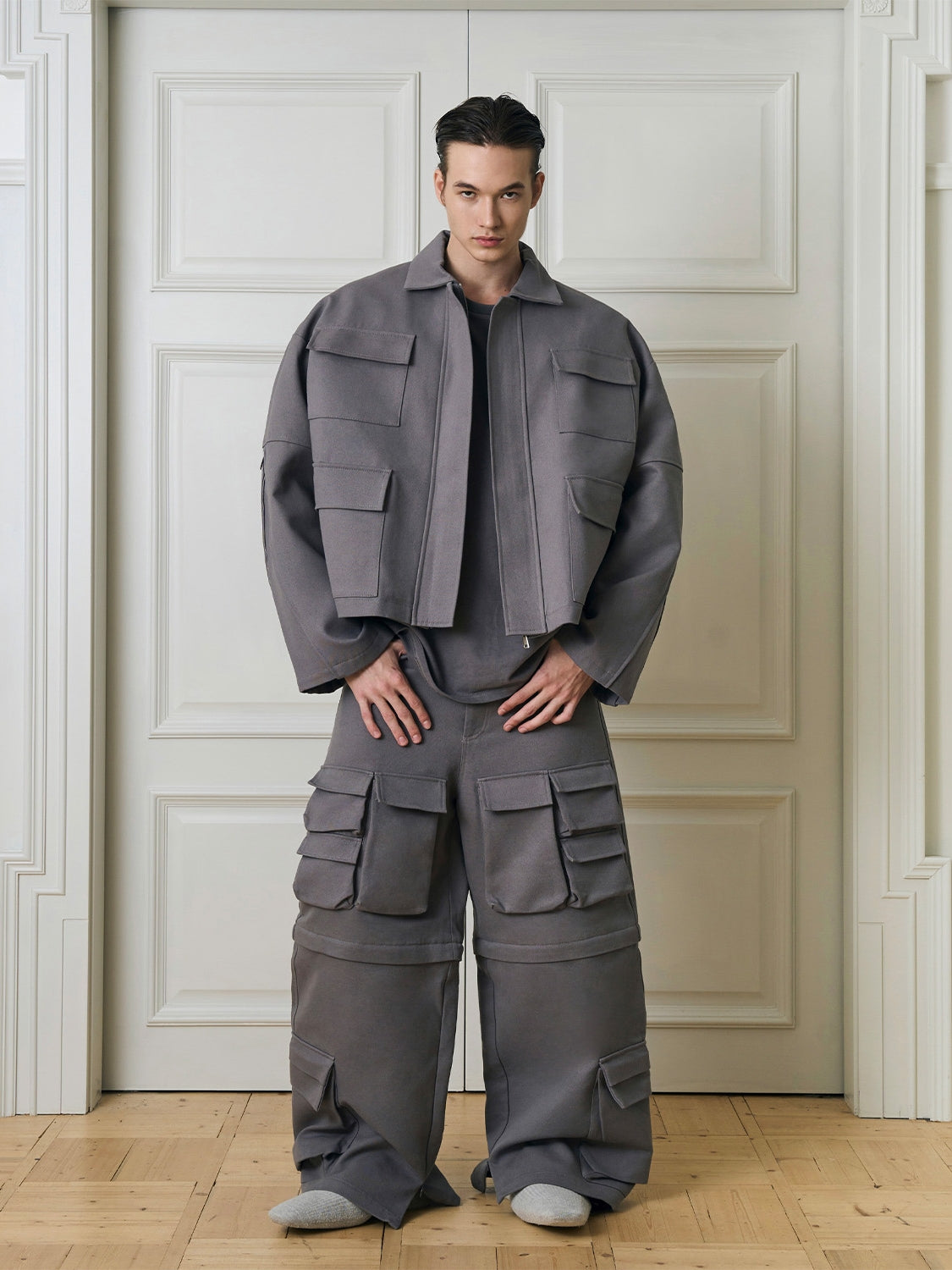 Heavyweight Canvas Multi-Pocket Jacket & Cargo Pants Setup WN15160
