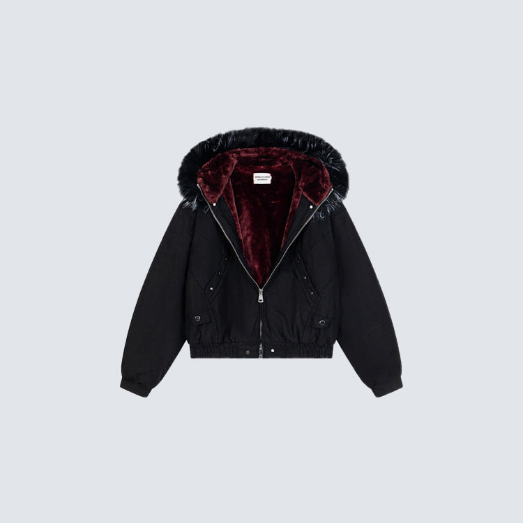 Fake Fur Collar Oversize Short Puffer Jacket WN27826