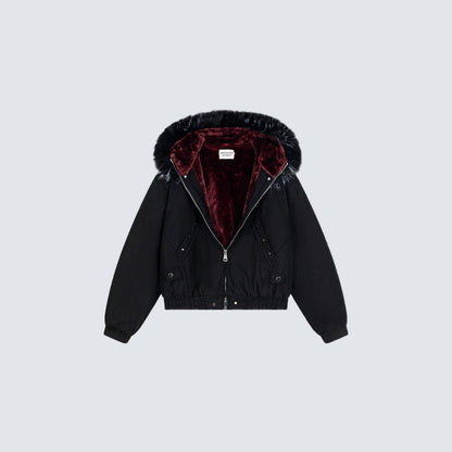 Fake Fur Collar Oversize Short Puffer Jacket WN27826