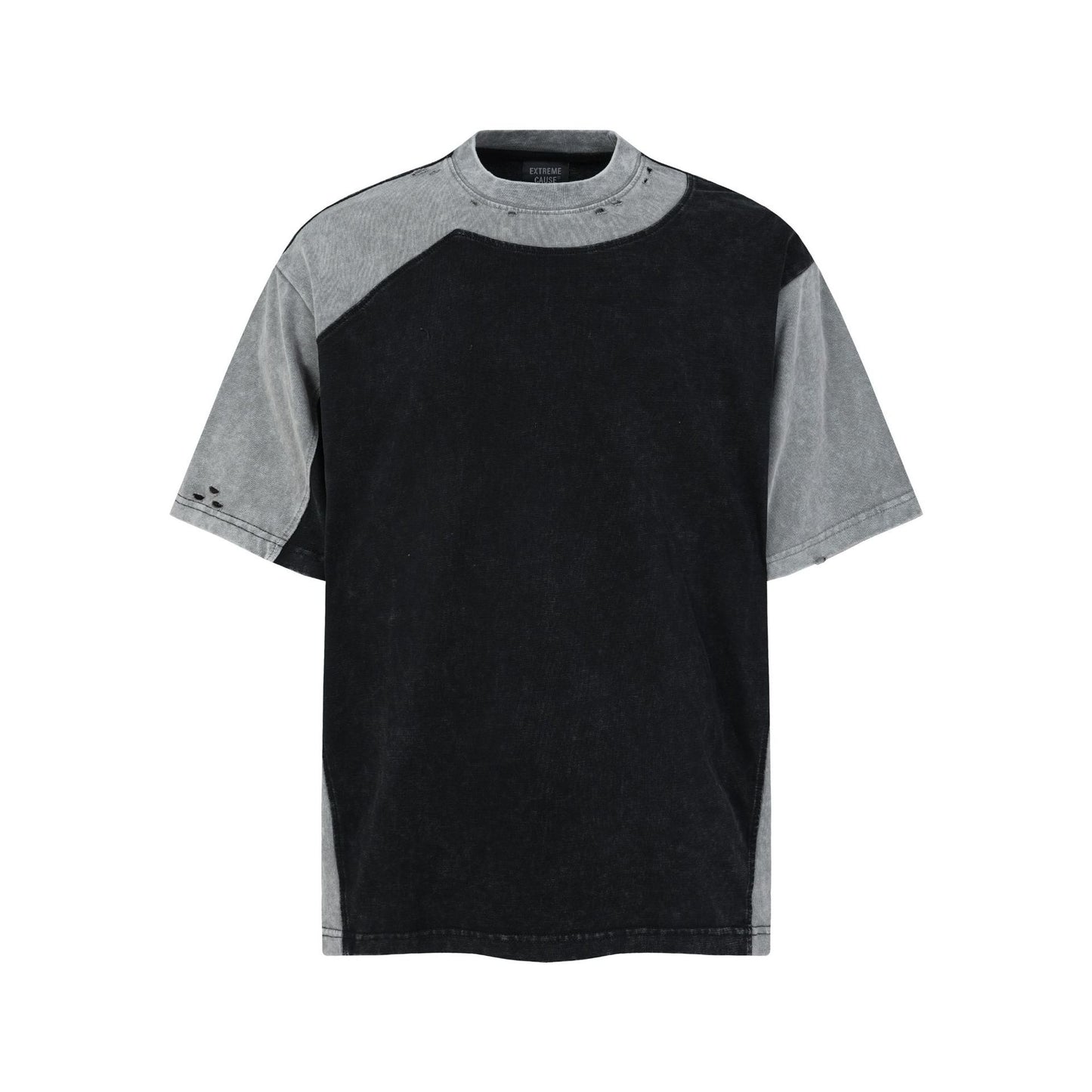 Washed Damage Patchwork Short Sleeve T-Shirt WN25685