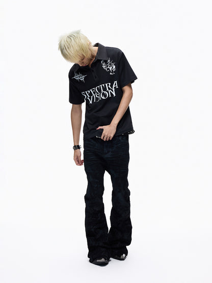 Deconstructed Whisker Pleats Coating Denim Jeans WN27347