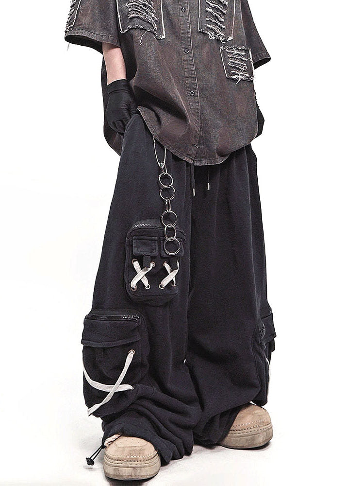 Multi Pocket Wide Leg Cargo Sweatpants WN23982