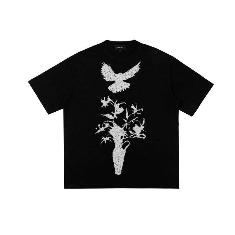 Bird Print Short Sleeve T-Shirt WN18881