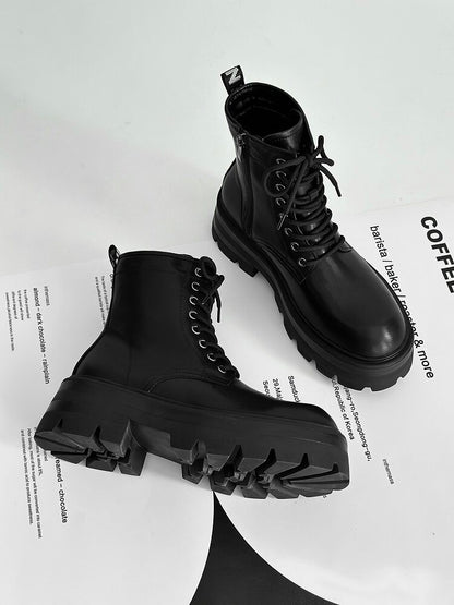Chunky Lug Sole Platform Lace-Up Zipper Boots WN24547