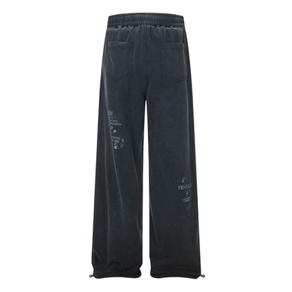 Washed Fade Graphic Wide Leg Sweatpants WN26098