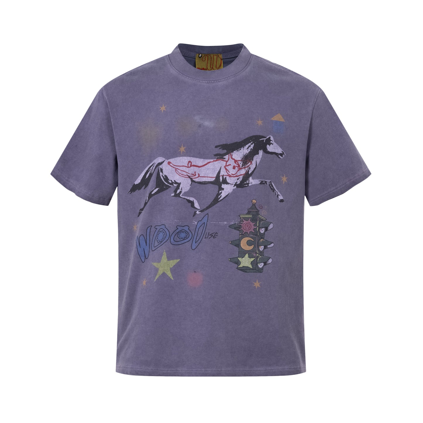 Washed Horse Print Oversize Short Sleeve T-Shirt WN25880