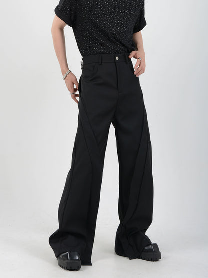 Pleats Split Wide-Leg Straight Trousers WN7142