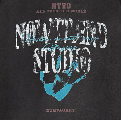 Washed Spray Paint Letter Print Oversize Pullover Hoodie WN11461