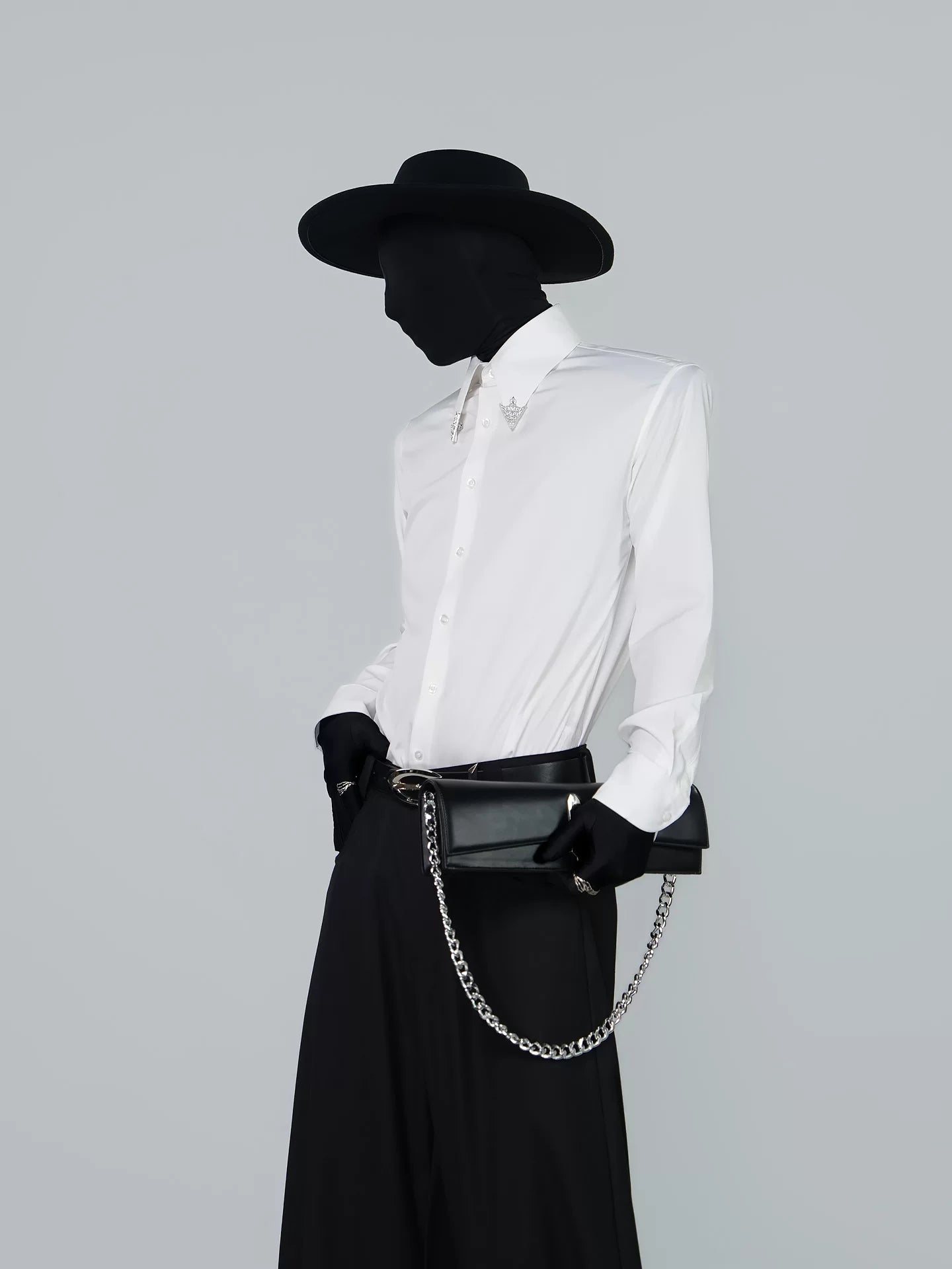 WN24300 VE2 Dark Pioneer PU Leather Armpit Bag Chain Crossbody Rectangular Clutch Men's INS Premium French Bag WN24300