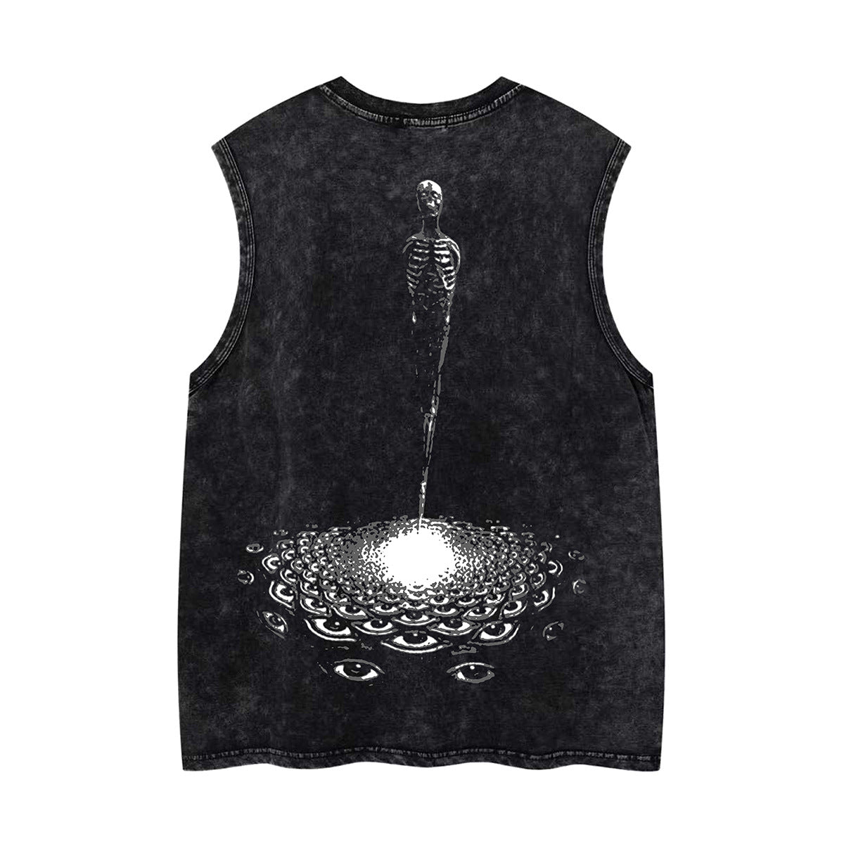 Washed Damage Multi-Eye Oversize Sleeveless T-Shirt WN26851