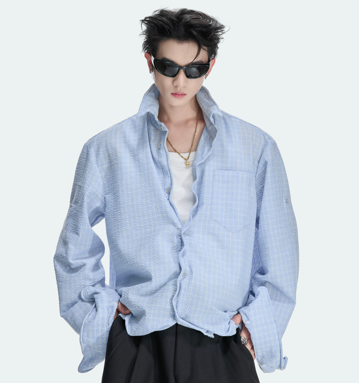 Textured Plaid Drawstring-Hem Jacket WN27041