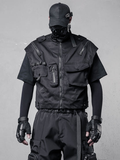 Tactical Stand Neck Zipper Short Vest WN22499