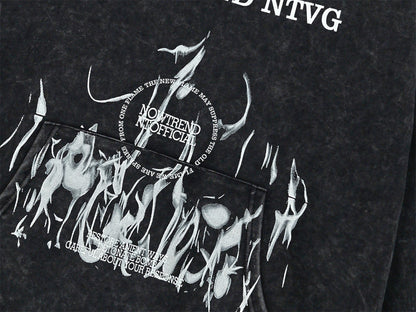 Washed Letter Print Oversize Hoodie WN11533