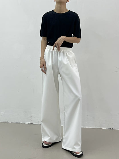 Plan Elastic Waist Wide-Leg Straight Pants WN7406