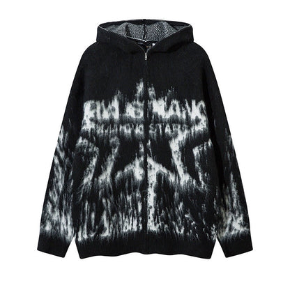 Oversize Shaggy Hooded Knit Cardigan WN10922