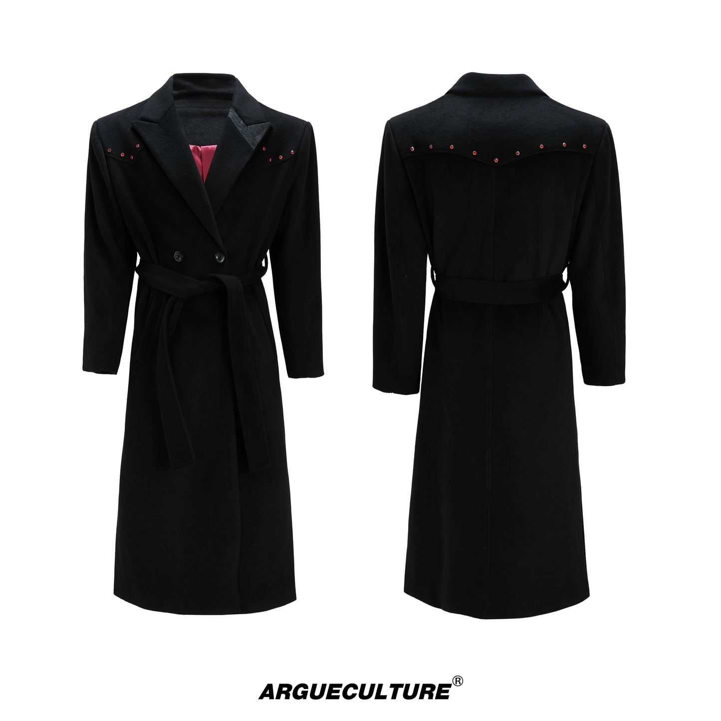 Shoulder-Pad Wool Long Coat WN22595