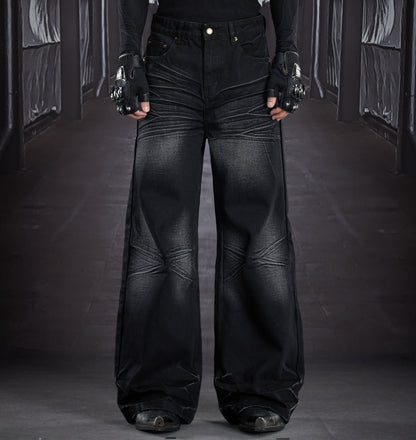 Art Whisker Honeycomb Wash Straight Denim Jeans WN22906