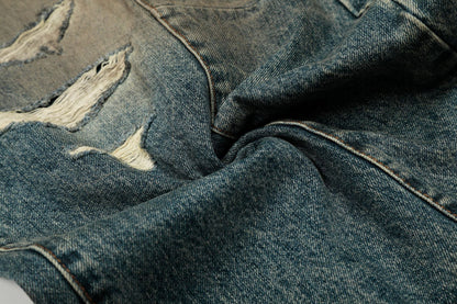Washed Deconstruction Barrel Denim Jeans WN26067