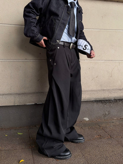 Pleats Drape Wide Leg Trousers WN24371