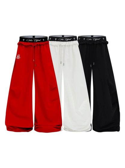 Double Waist Drawstring Wide Leg Pants WN27795