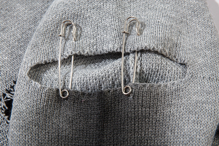 Spray Paint Cross Hole Kint Sweater WN11259