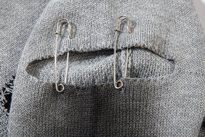 Spray Paint Cross Hole Kint Sweater WN11259